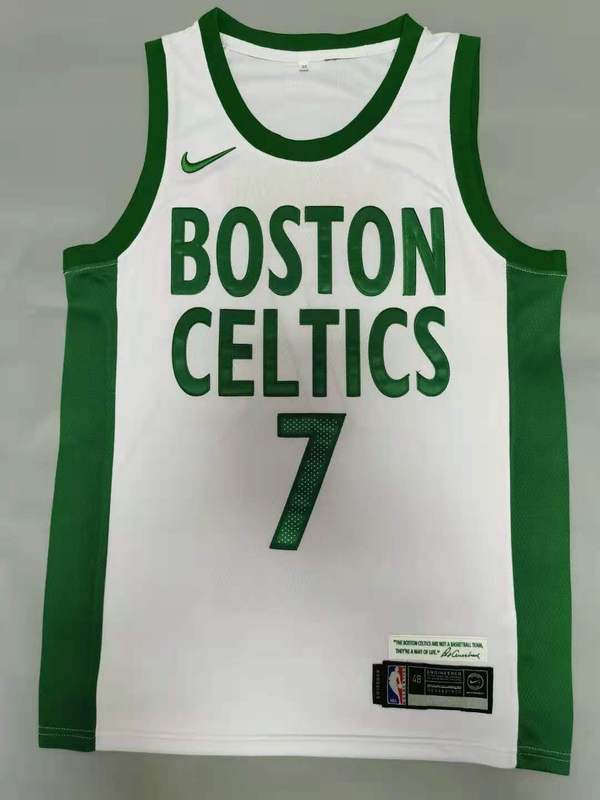 Men Boston Celtics 7 Jaylen Brown White Nike 2025 NBA Jersey style 1